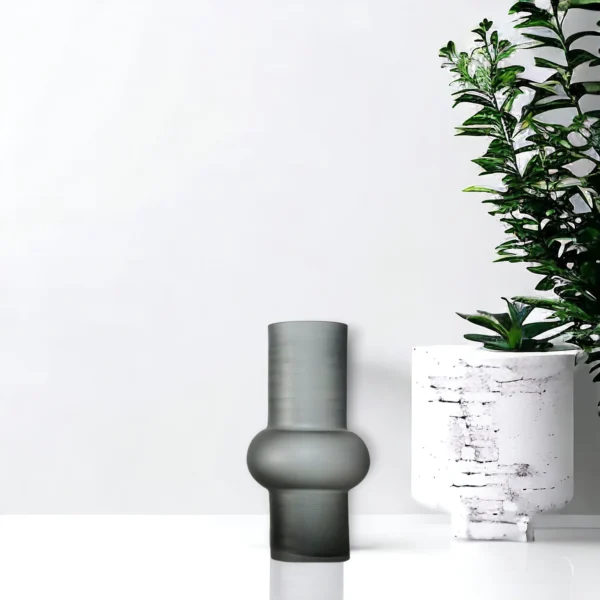 Antique Smoked Gray Frosted Glass Vase