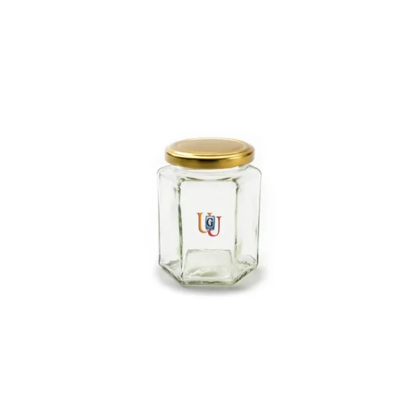 250 ML Hexagonal Glass Jar With Lid - Fully Transparent