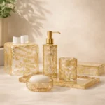 Golden Veil Glass Bath Set
