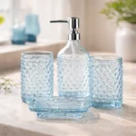 Blue Pearl Glass Bathroom Set