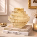 Gilded Halo Ribbed Vase