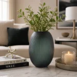 Emerald Flute Ribbed Glass Vase