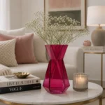 Ruby Prism Sculpted Glass Vase