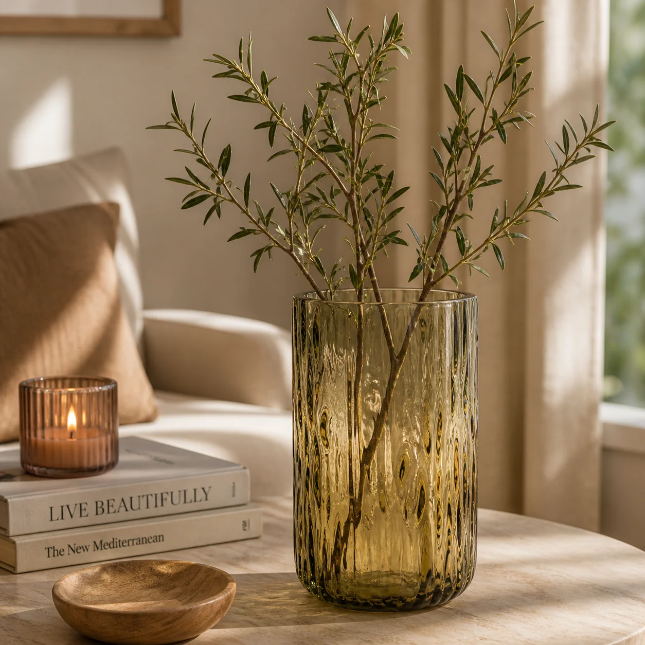 ChatGPT Image May 2, 2026, 02_57_05 PM Amber Glow Textured Glass Vase - Image 1