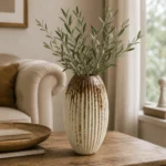 Ivory Drift Ribbed Vase
